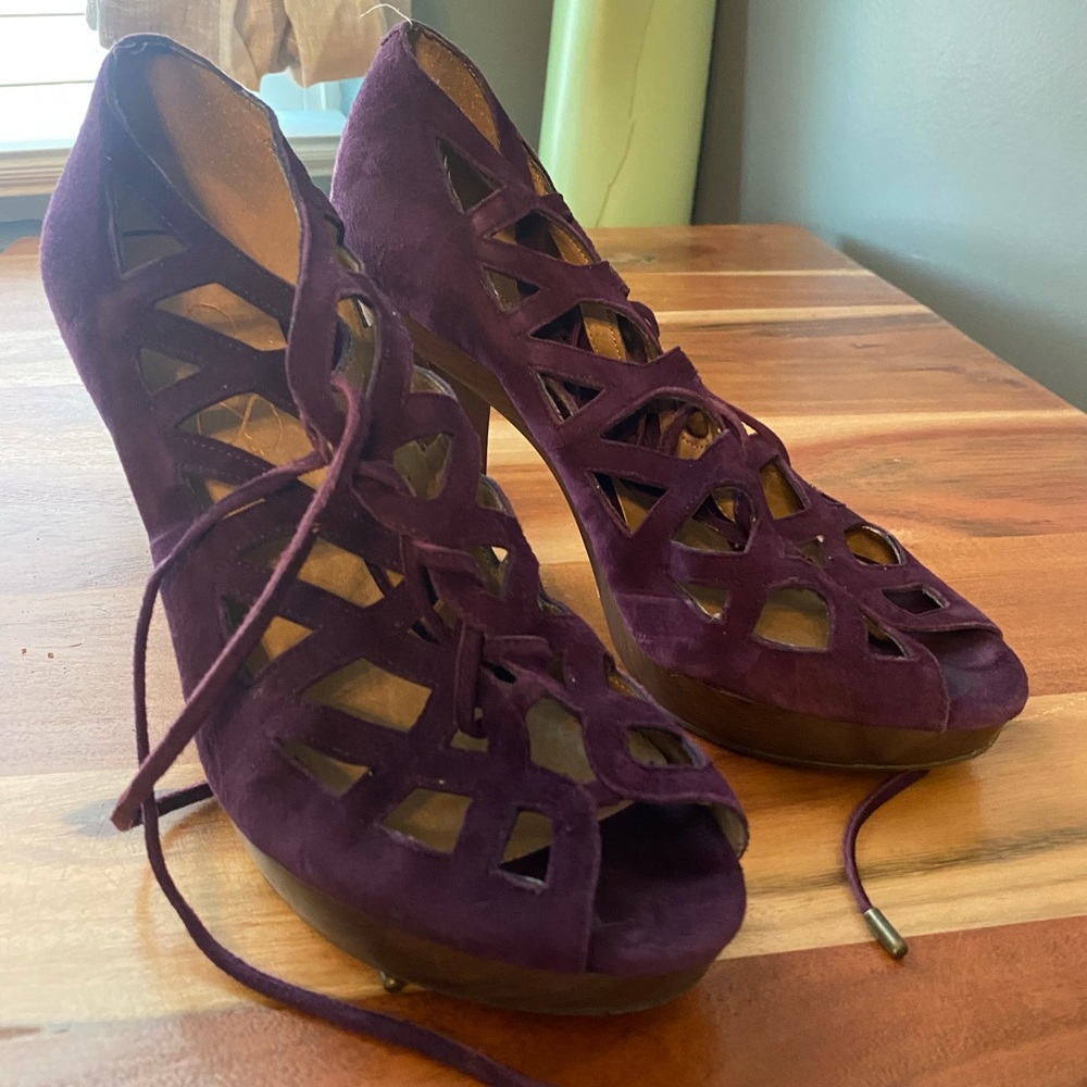Purple lace up Jessica Simpson heels